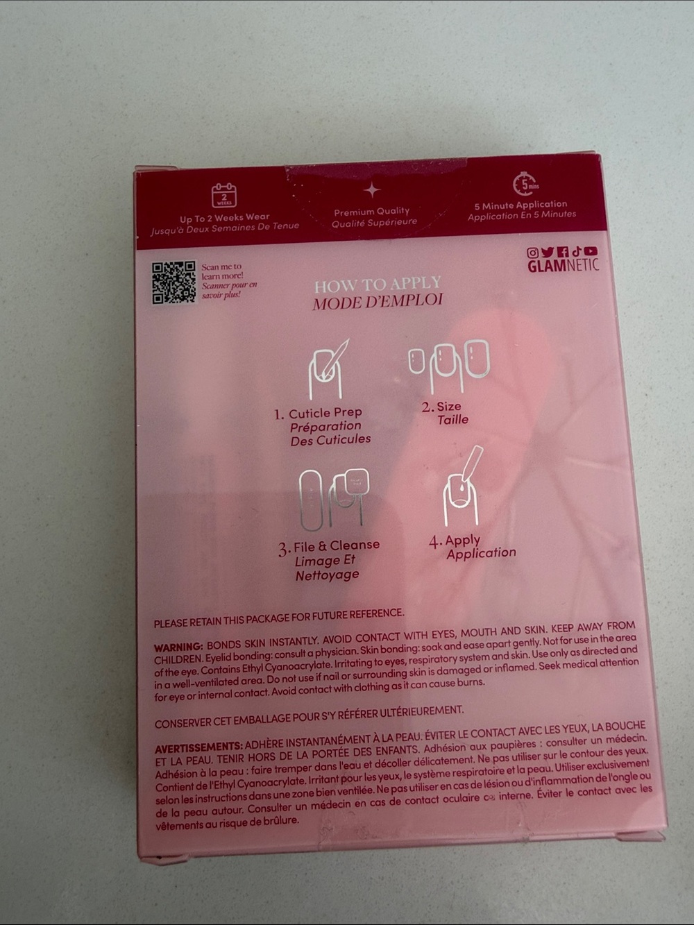 GLAMNETIC & Nail Reformation Set of 2 Faux Fake Nails Glue on, Glue included NEW - Picture 3 of 5